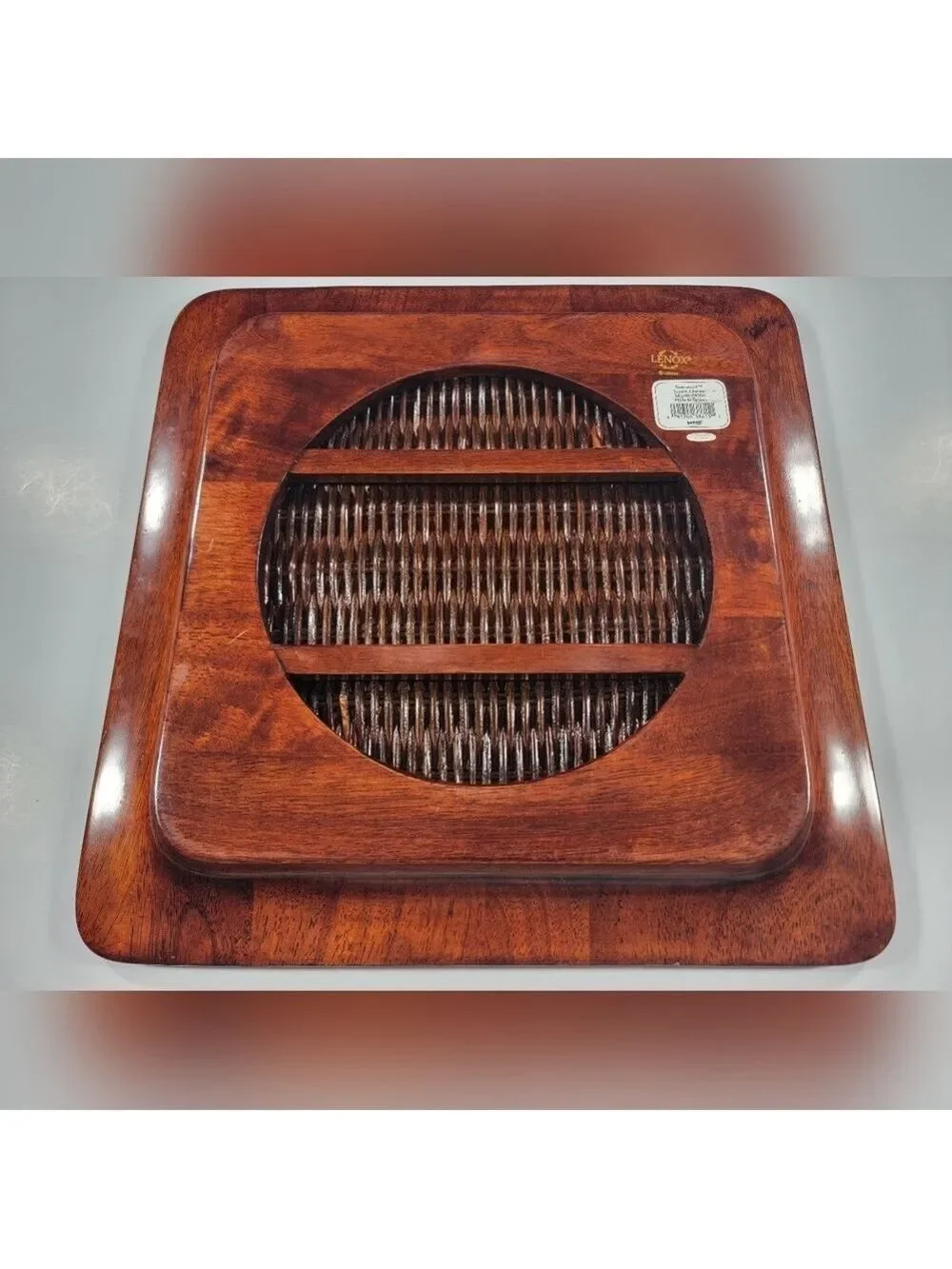 Lenox Riverwood Teak Square Plate Charger Decorative Rustic Cabin Replacement
